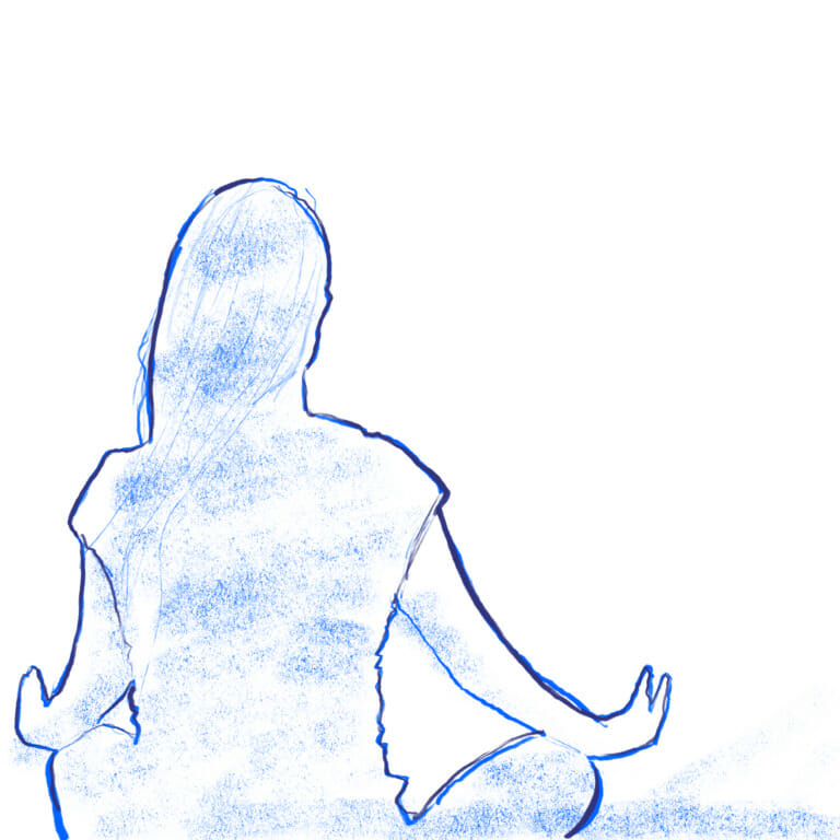 illustration of woman sitting cross legged meditating