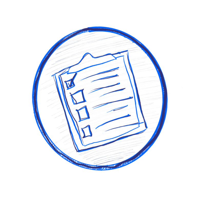 illustration of a checklist in blue felt tip pen