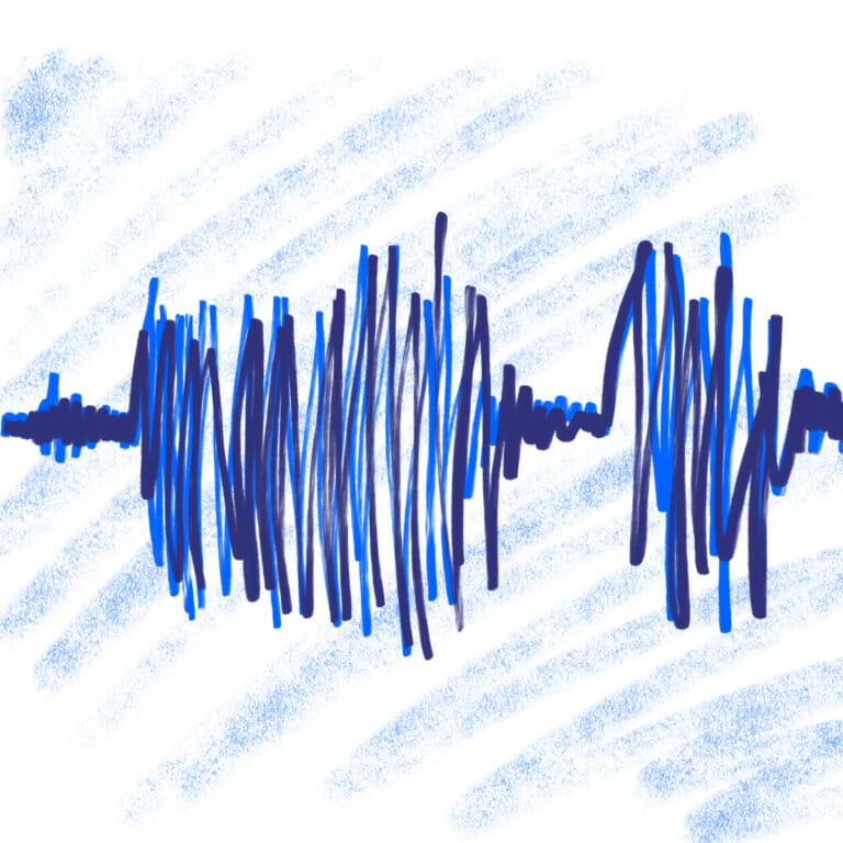 illustration of sound wave in blue felt tip pen