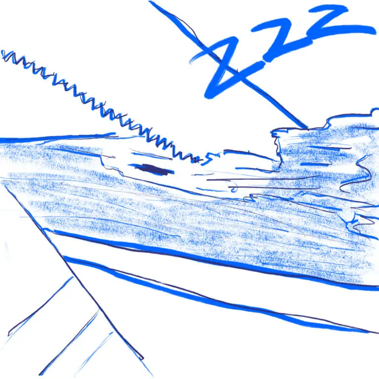 blue marker illustration of a log being sawn