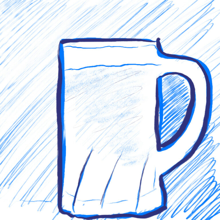 blue marker illustration of a beer