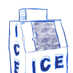 blue felt tip marker illustration of an ice machine