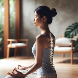 "person sitting in a peaceful setting demonstrating proper posture for breathwork meditation"